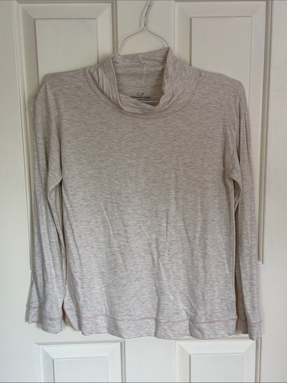 Vineyard Vines Heather Light Gray Long-Sleeve Mock Neck Top